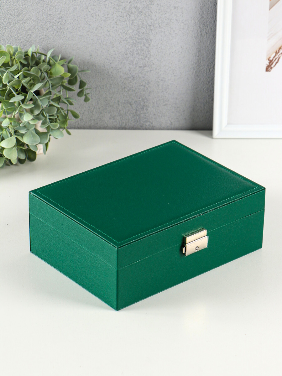 

Шкатулка для украшений isabel, съемная подставка, темно-зеленая, 23.5×17×8.7 см, Зеленый