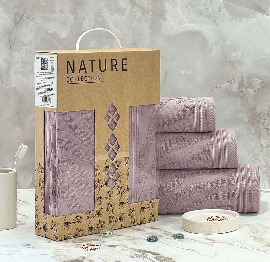 

Набор полотенец махровых Набор полотенец махровых 3 шт.(30х70 50х90 70х140), Розовый