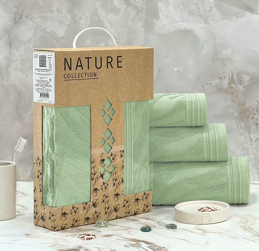 

Набор полотенец махровых Набор полотенец махровых 3 шт.(30х70 50х90 70х140), Зеленый