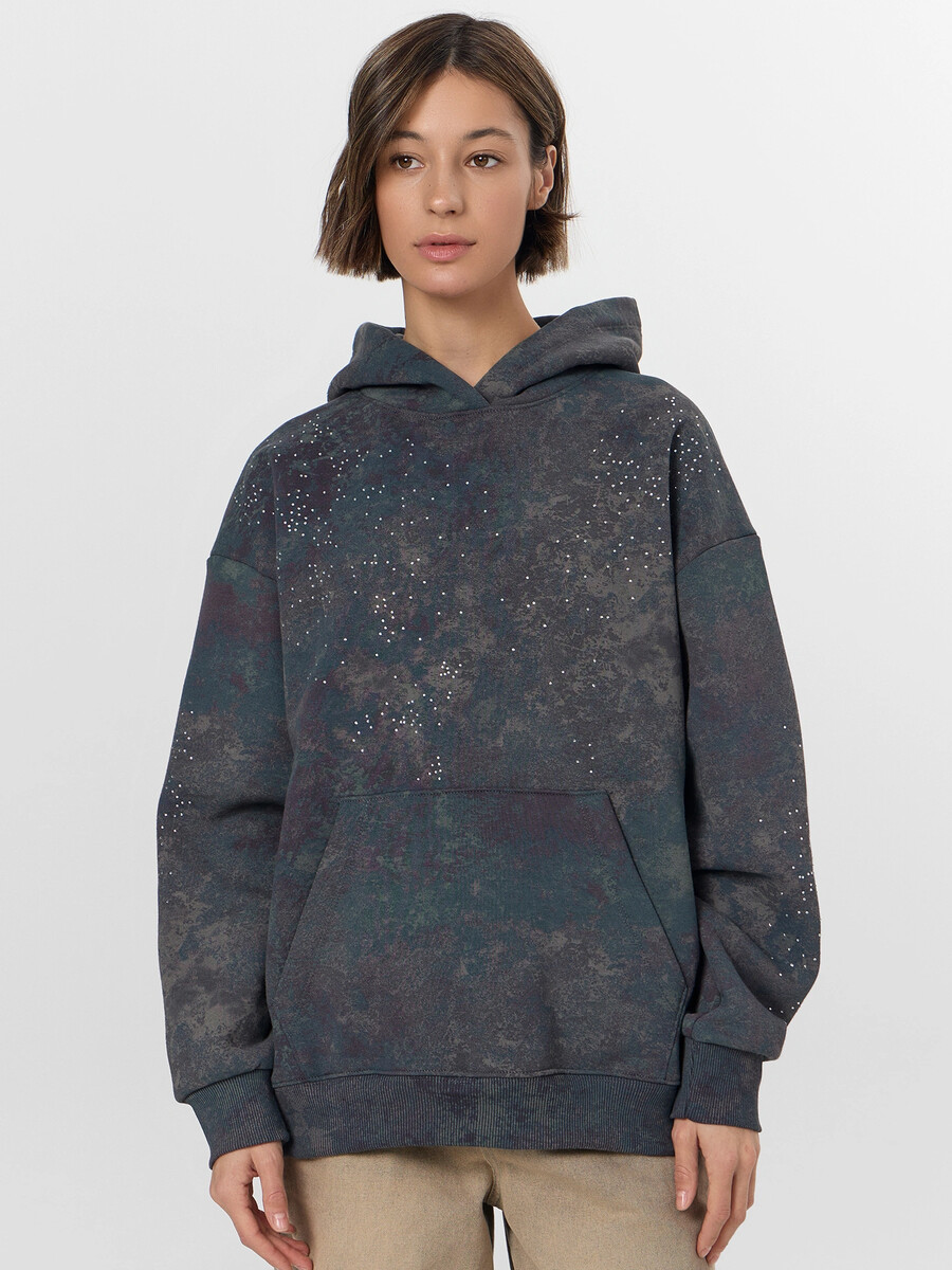 

Худи женское серое с потертостями, Серый;потертости на металле