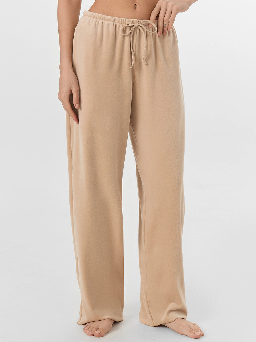 

Брюки женские велюровые бежевые, Бежевый;песочный