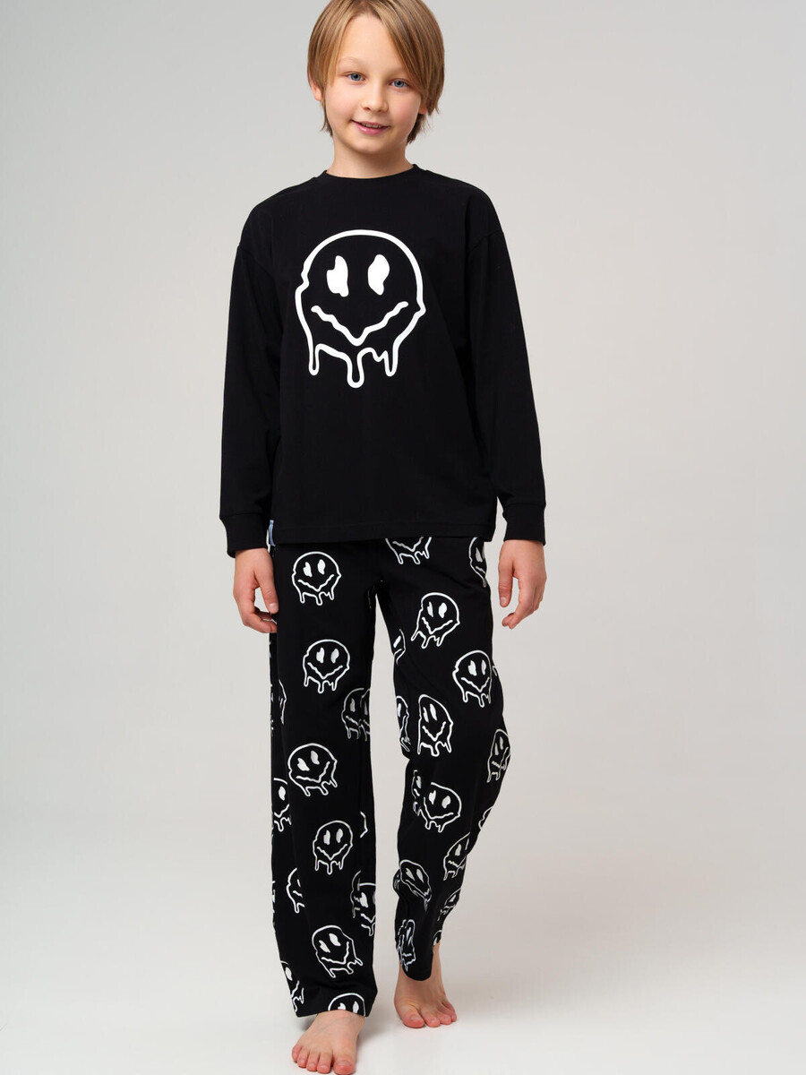 

Комплект трикотажный фуфайка футболка брюки, Черный;зеленый