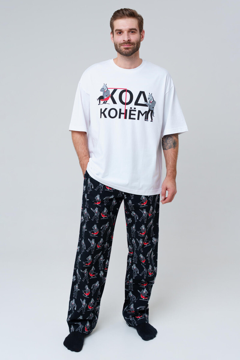 

Комплект фуфайка футболка трикотажная брюки, Белый;разноцветный