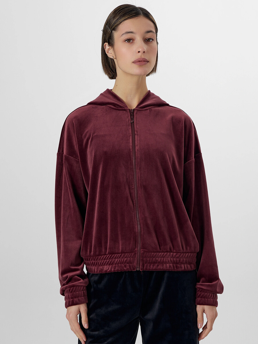 

Толстовка женская велюровая бордовая, Бордовый;бордо