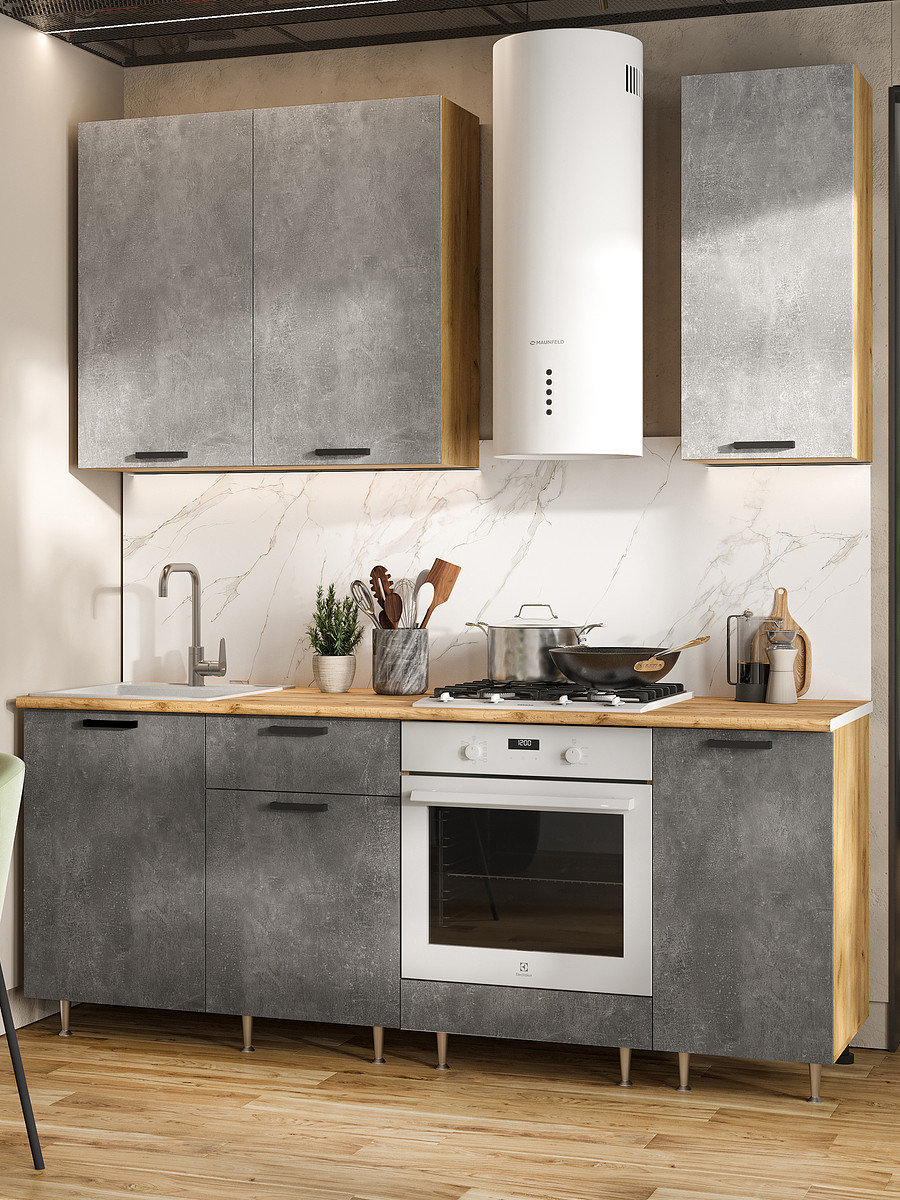 

Кухонный гарнитур прямой, Серый