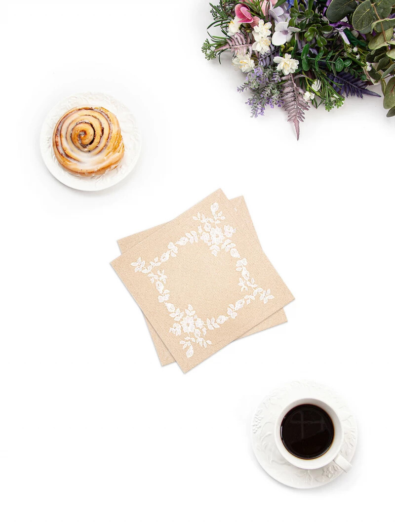 

Комплект салфеток "Бельгийское кружево" 2 шт, 23х23 см, Бежевый;белый