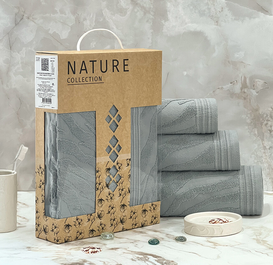 

Набор полотенец махровых Набор полотенец махровых 3 шт.(30х70 50х90 70х140), Серый