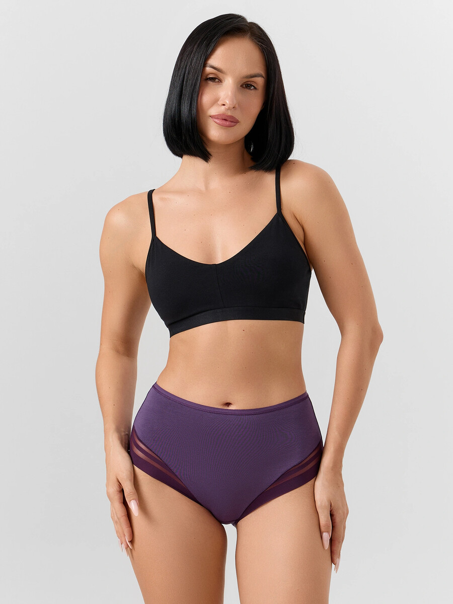 

Трусы макси женские фиолетовые с элементами кружева, Фиолетовый;ежевичное вино