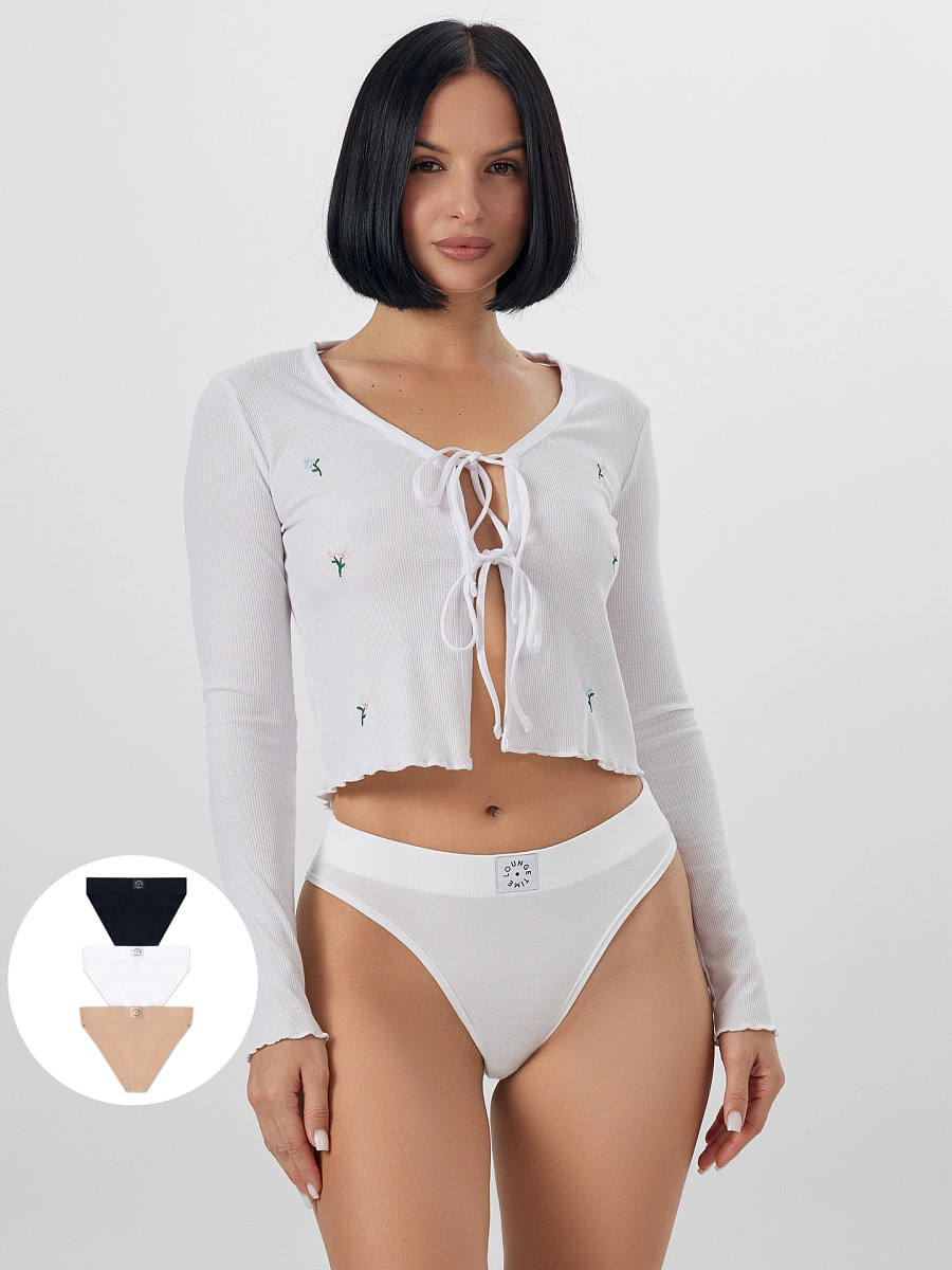 

Трусы женские (3шт.), Бежевый;белый;черный;белый +телесный +черный