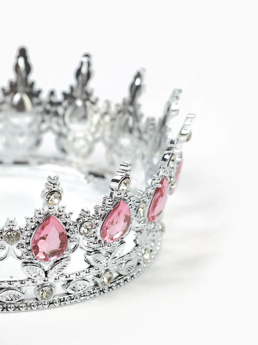 

Корона для торта ( серебро с розовыми камнями)