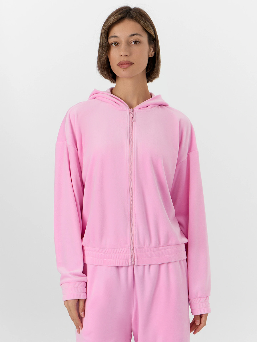 

Толстовка женская велюровая розовая, Розовый;цветок вишни