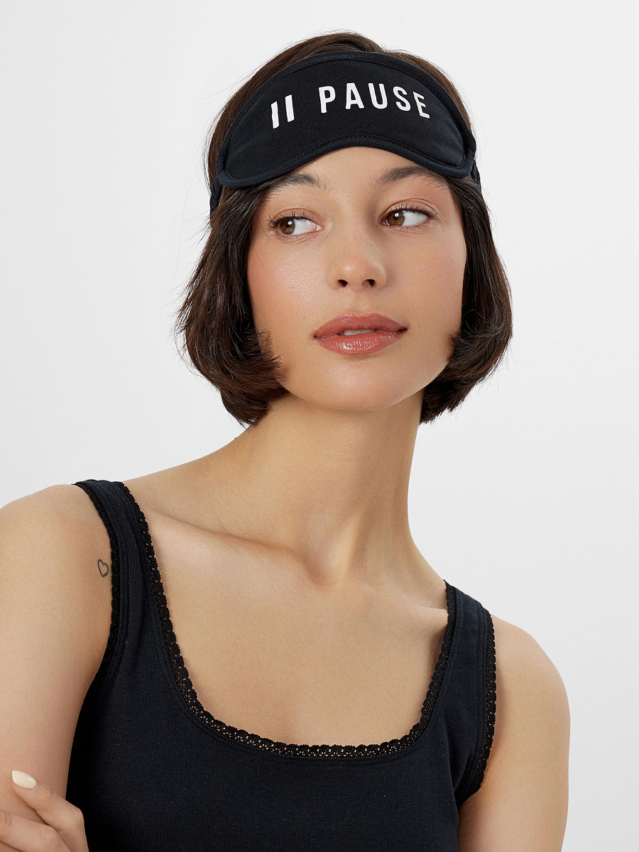 

Повязка для сна черная с надписью, Черный +печать