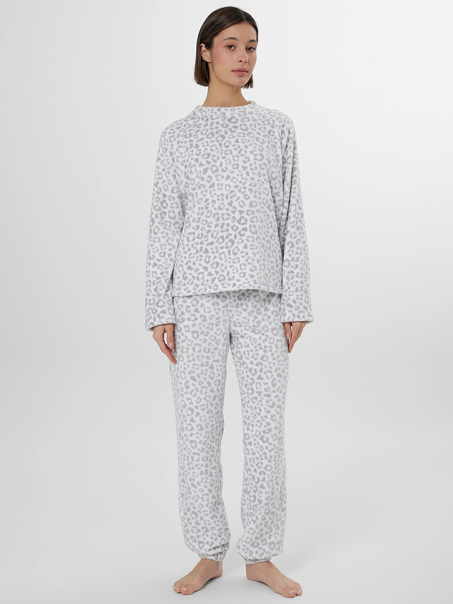 

Комплект женский домашний белый с леопардовым принтом, Белый;леопард на белом