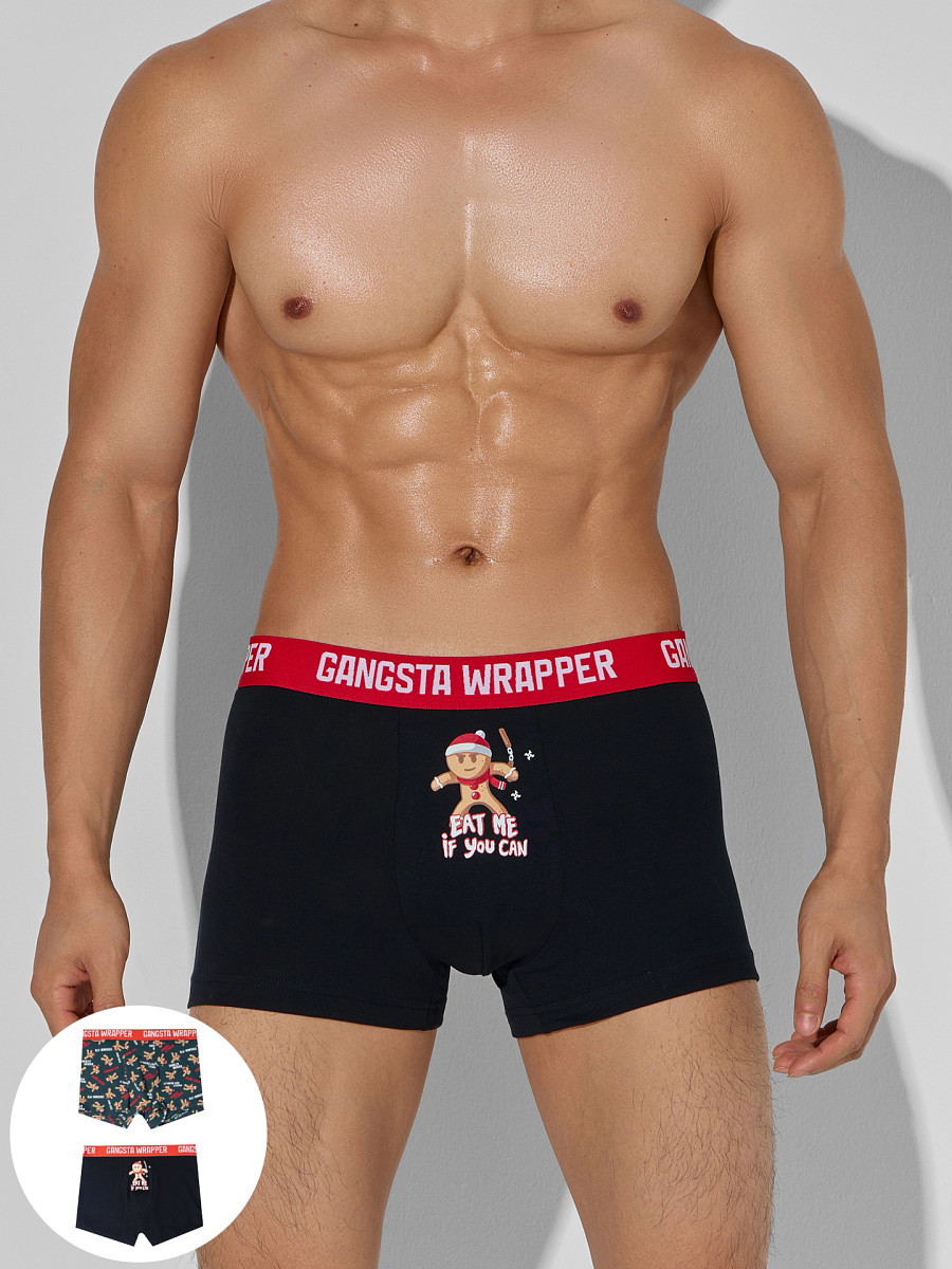 

Трусы мужские (2шт), Черный;черный +пряники на т.изумрудном