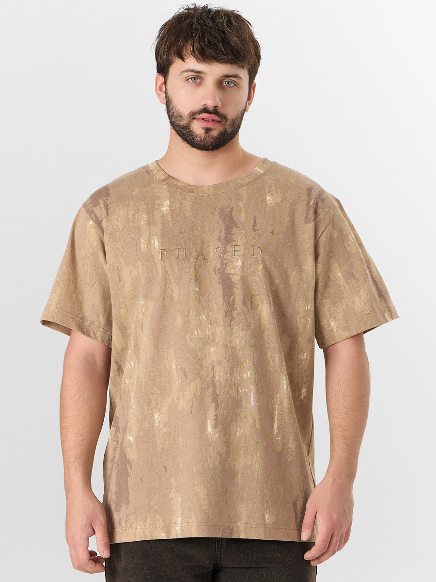 

Футболка мужская, Коричневый;песочный tie dye