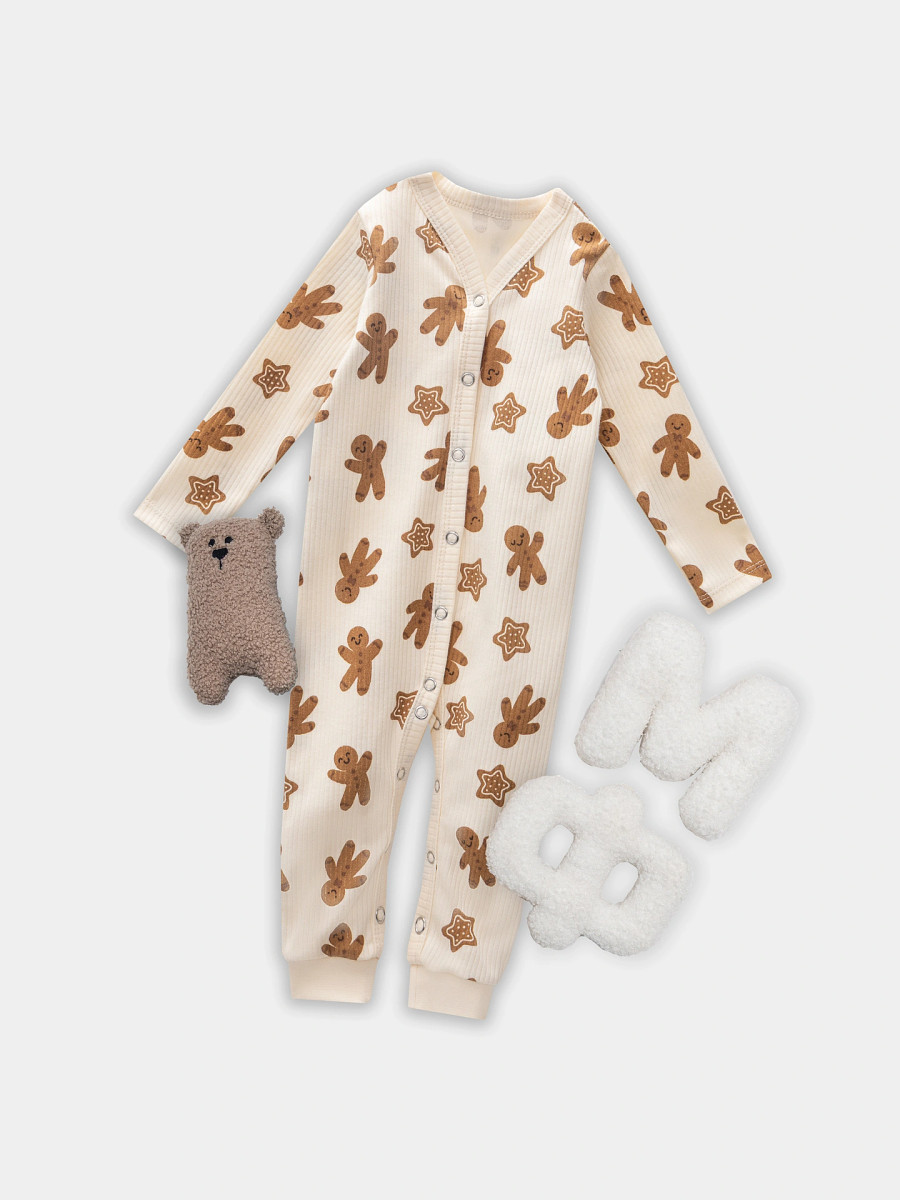 

Комбинезон нательный детский, Бежевый;печеньки на сл.масле