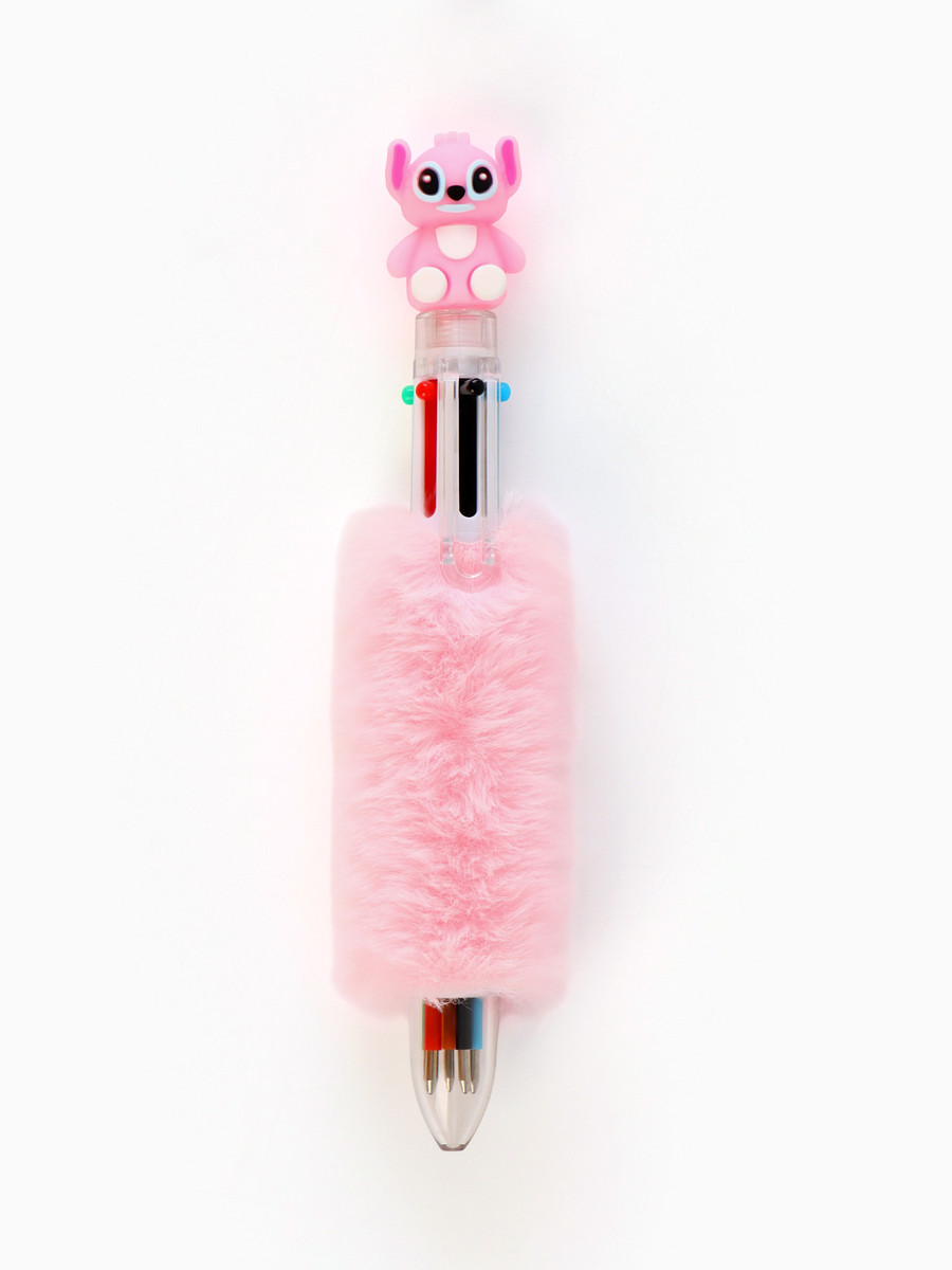 

Ручка многоцветная 6 цветов пушистая стич, розовая, Розовый