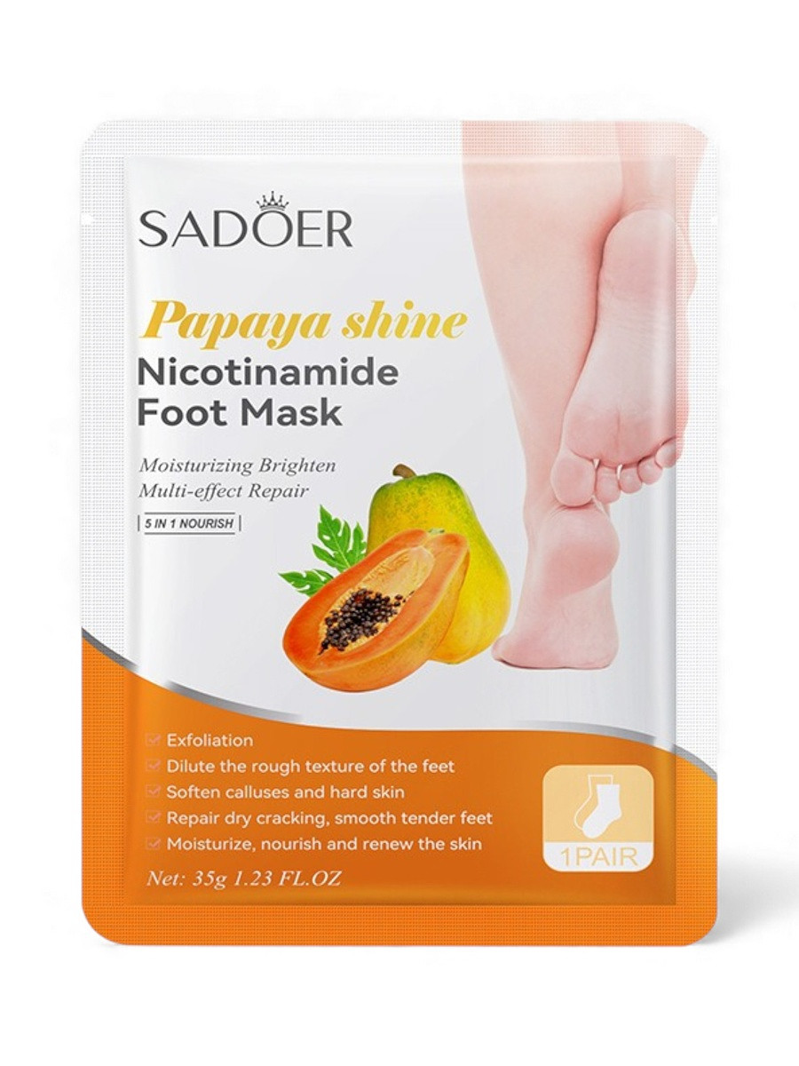 

Отшелушивающая маска-носки для ног sadoer, папайя, 35 г