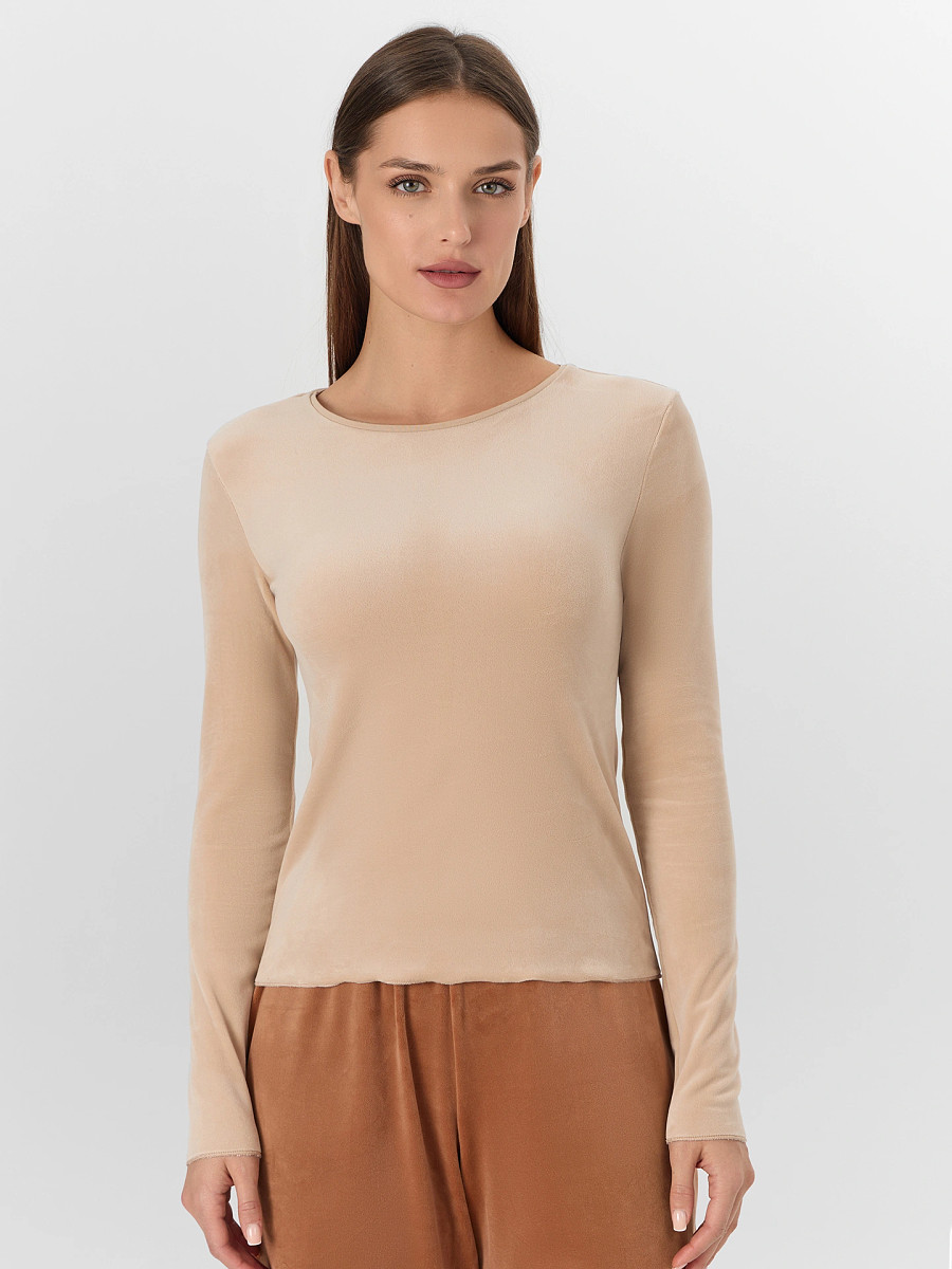 

Джемпер женский бежевый велюровый, Бежевый;песочный