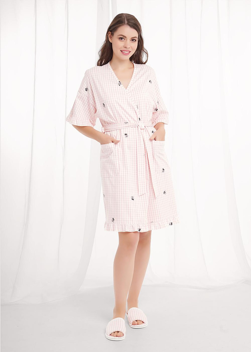 

Халат, Розовый;белый/св.розовый