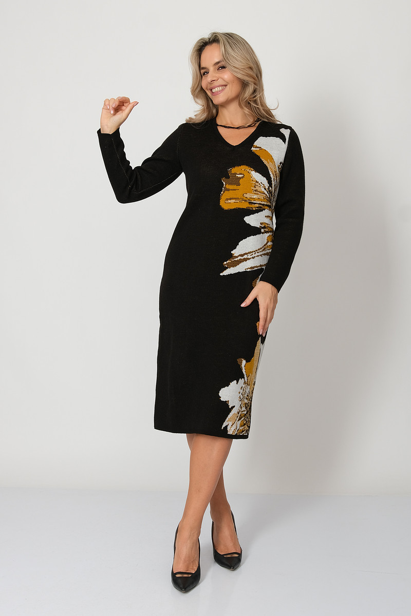 

Платье, Черный;черно-горчичный