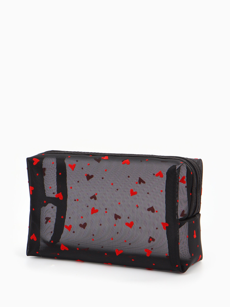 

Косметичка дор сердца, сетка 18*7,5*10, отд на молнии, черный