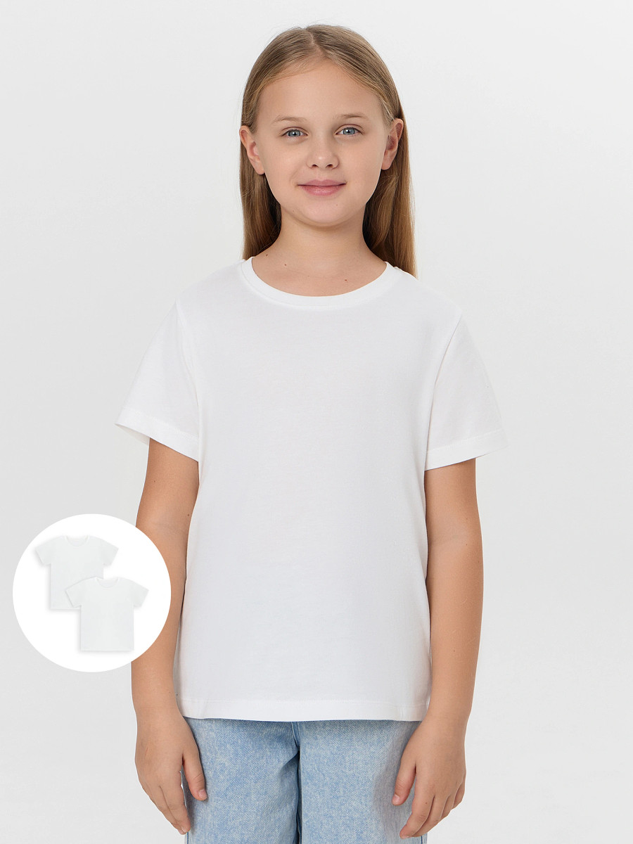 

Футболка для девочек в наборе, 2 шт, Белый;белый +белый