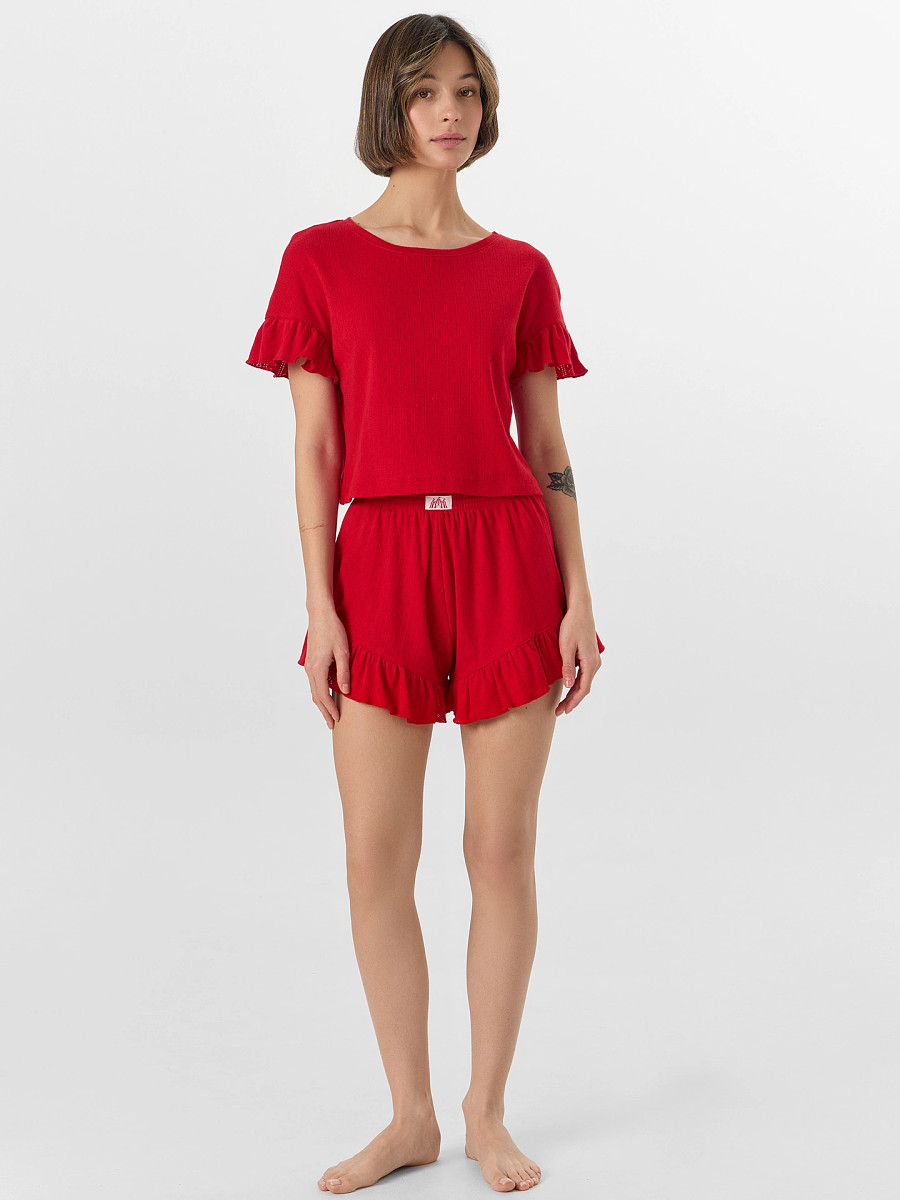 

Комплект женский (футболка, шорты), Красный