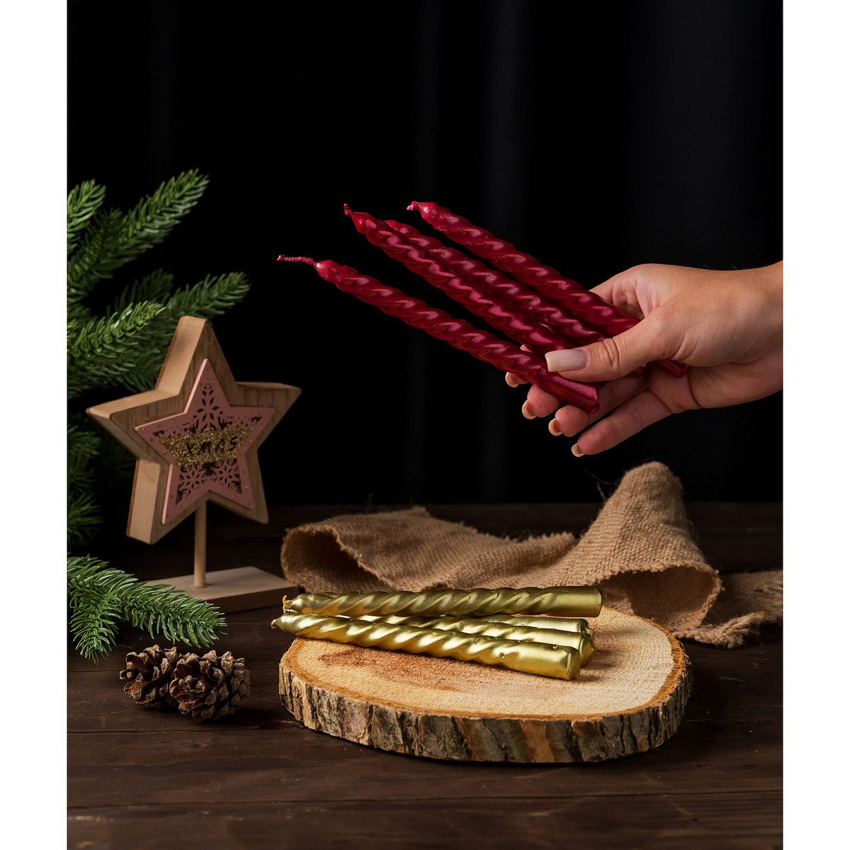 

Набор свечей новогодний 8 шт, 1,5 см х 1,5 см х 15 см