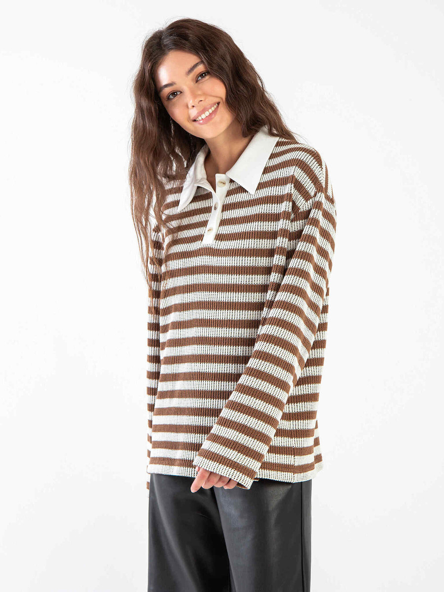 

Свитшот поло вязанный, Коричневый