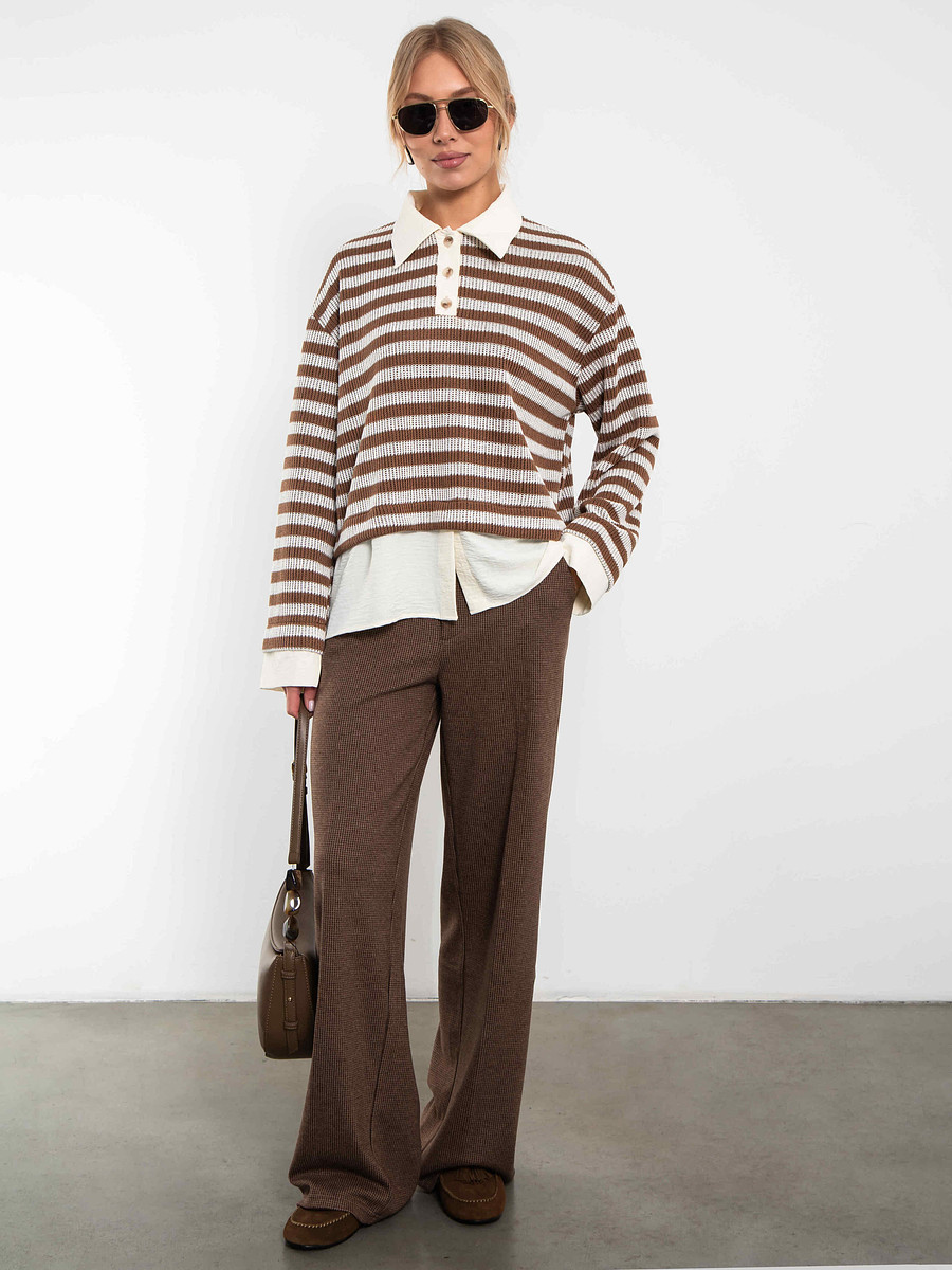 

Свитшот поло, Коричневый;коричневый/молочный