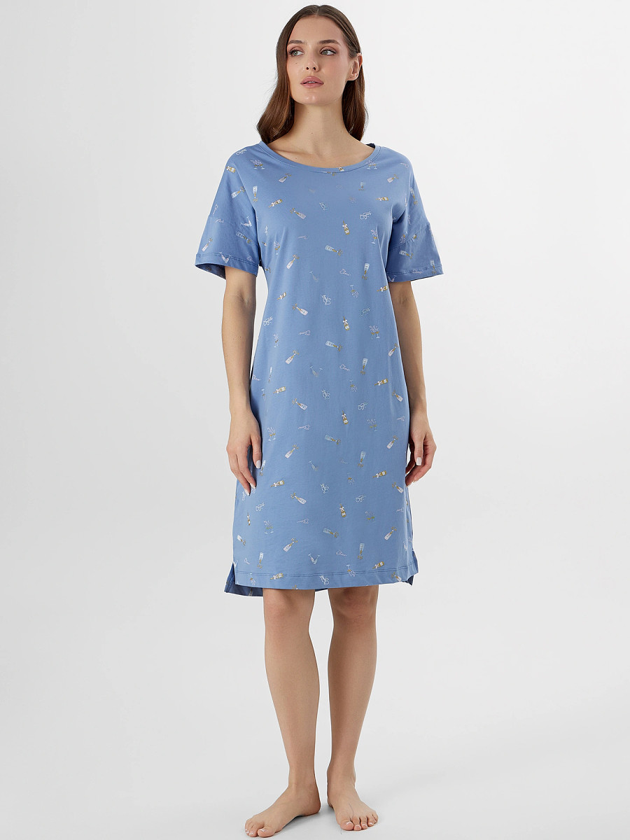 

Сорочка ночная женская, Синий;бокальчики на синем