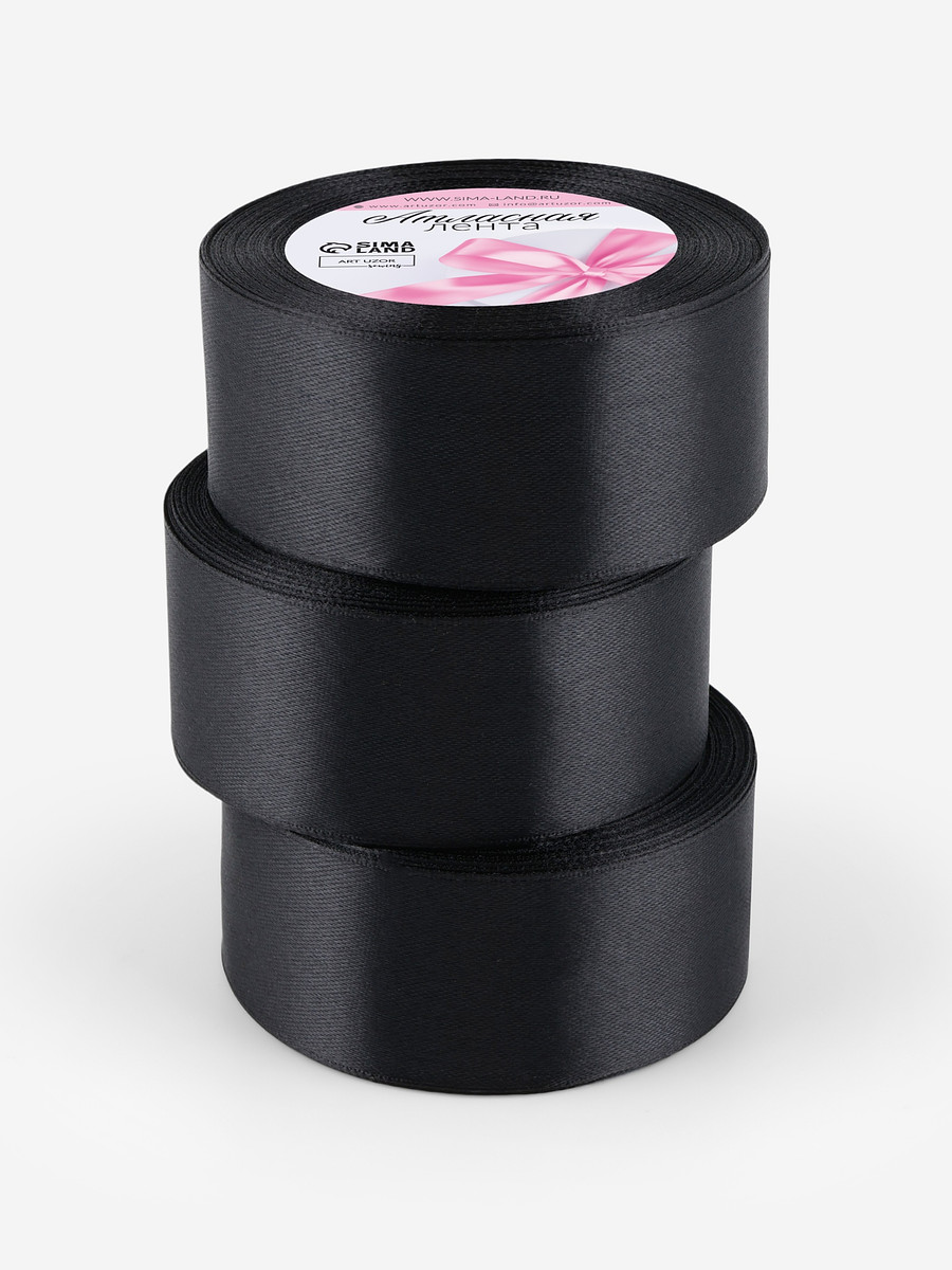 

Атласная лента, набор 3 шт., 40 мм, 23±1 м, черная №39, Черный