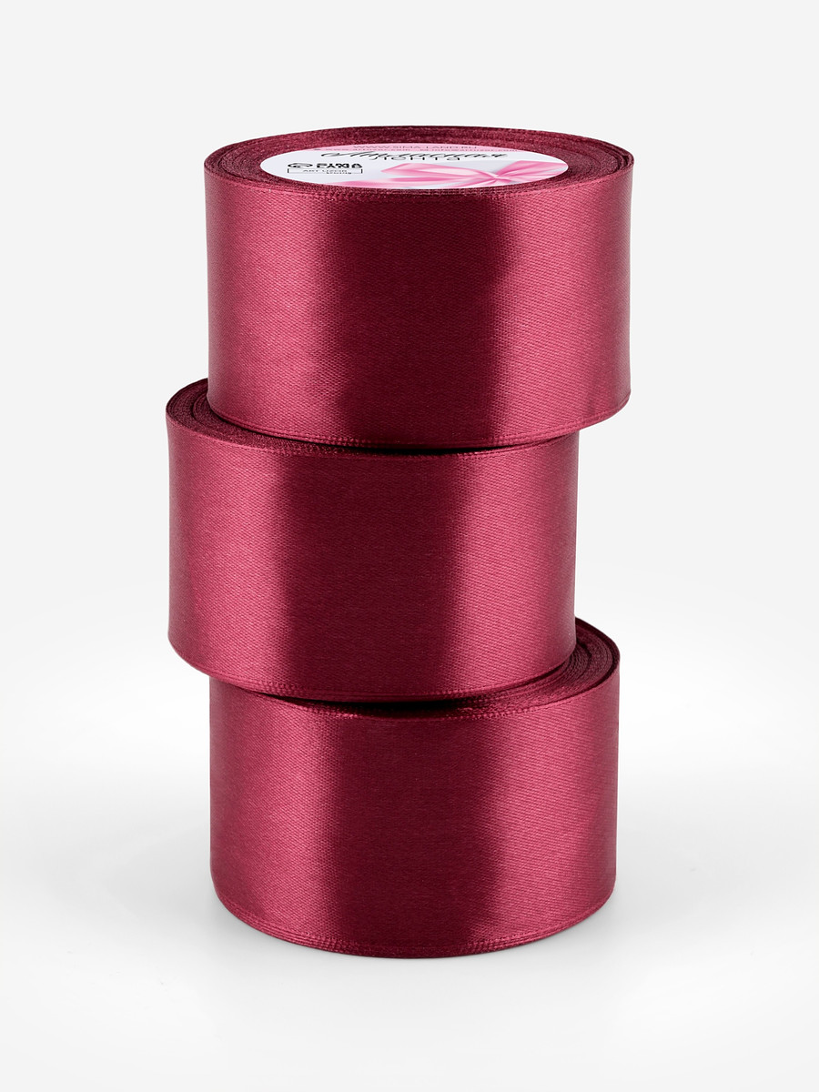 

Атласная лента, набор 3 шт., 50 мм, 23±1 м, бордовая №48, Бордовый