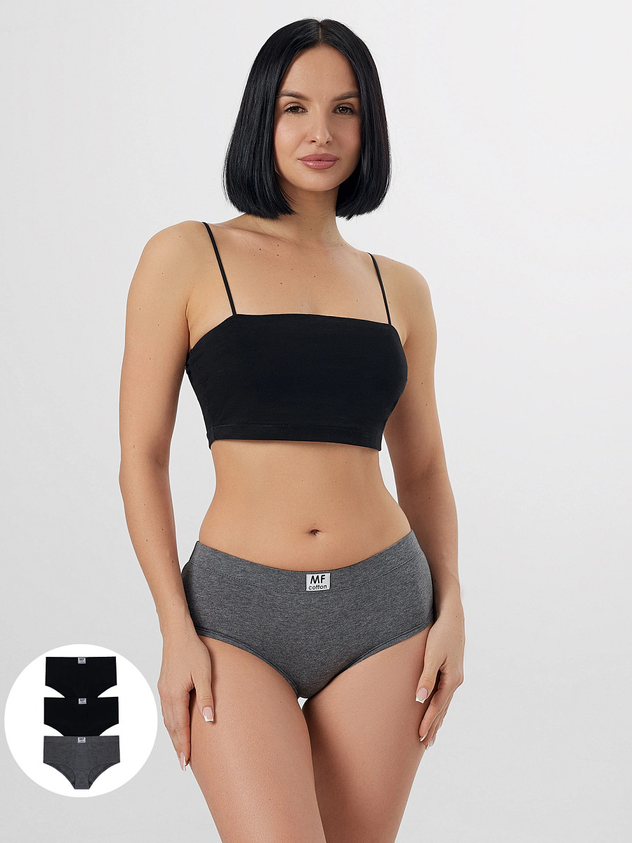 

Трусы женские (3шт.), Серый;черный;т.серый меланж 4348-f +черный +черный