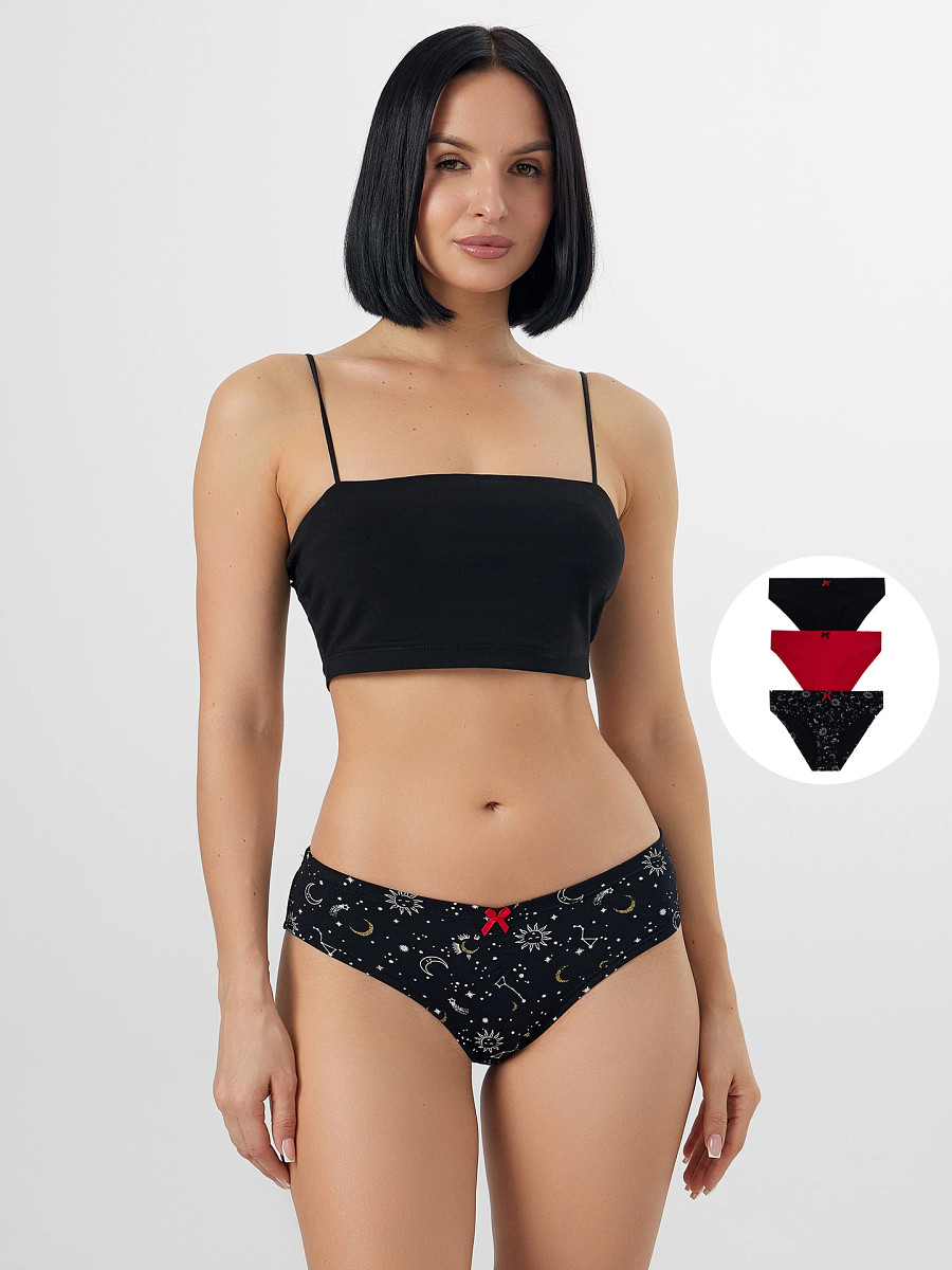 

Трусы женские (3шт.), Черный;созвездия на черном