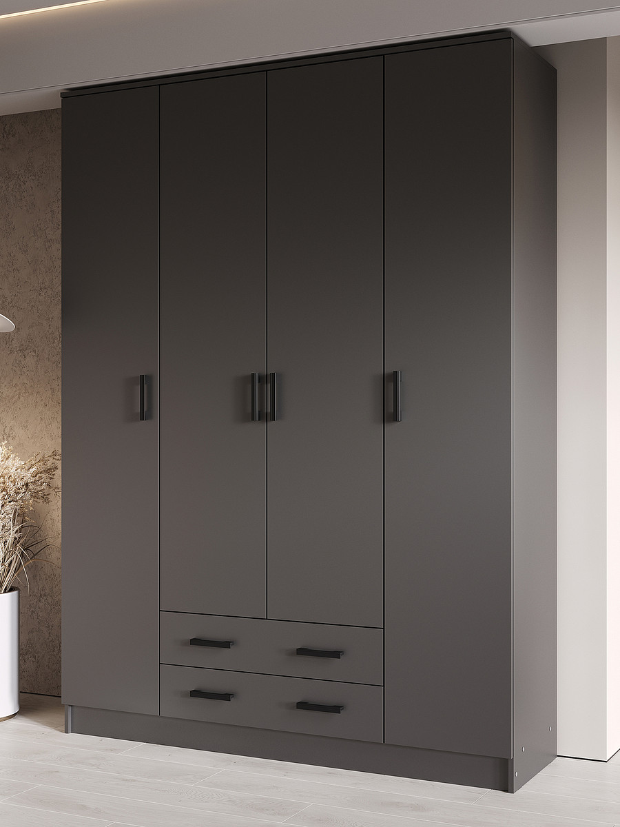 

Шкаф прямой четырехстворчатый, Серый