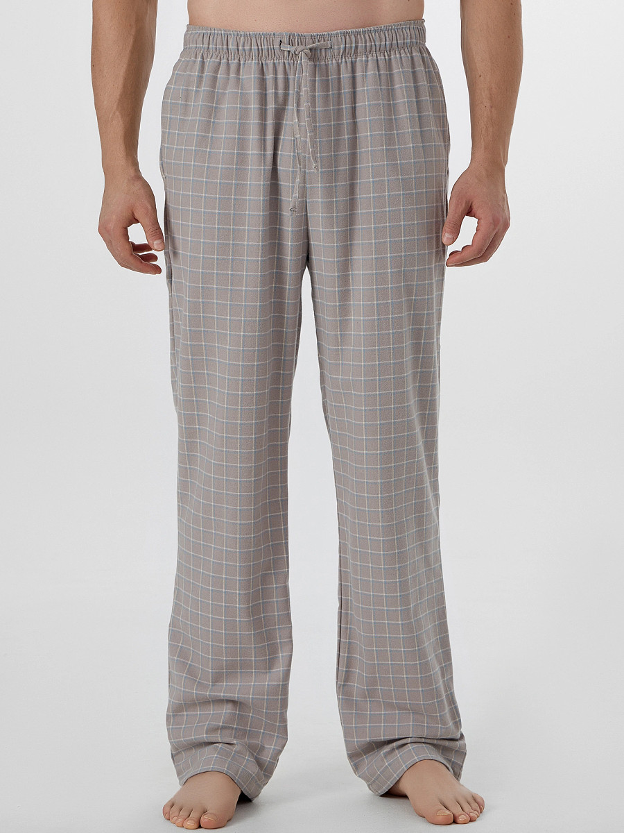 

Брюки домашние мужские бежевые в клетку, Серый;клетка на кофейном