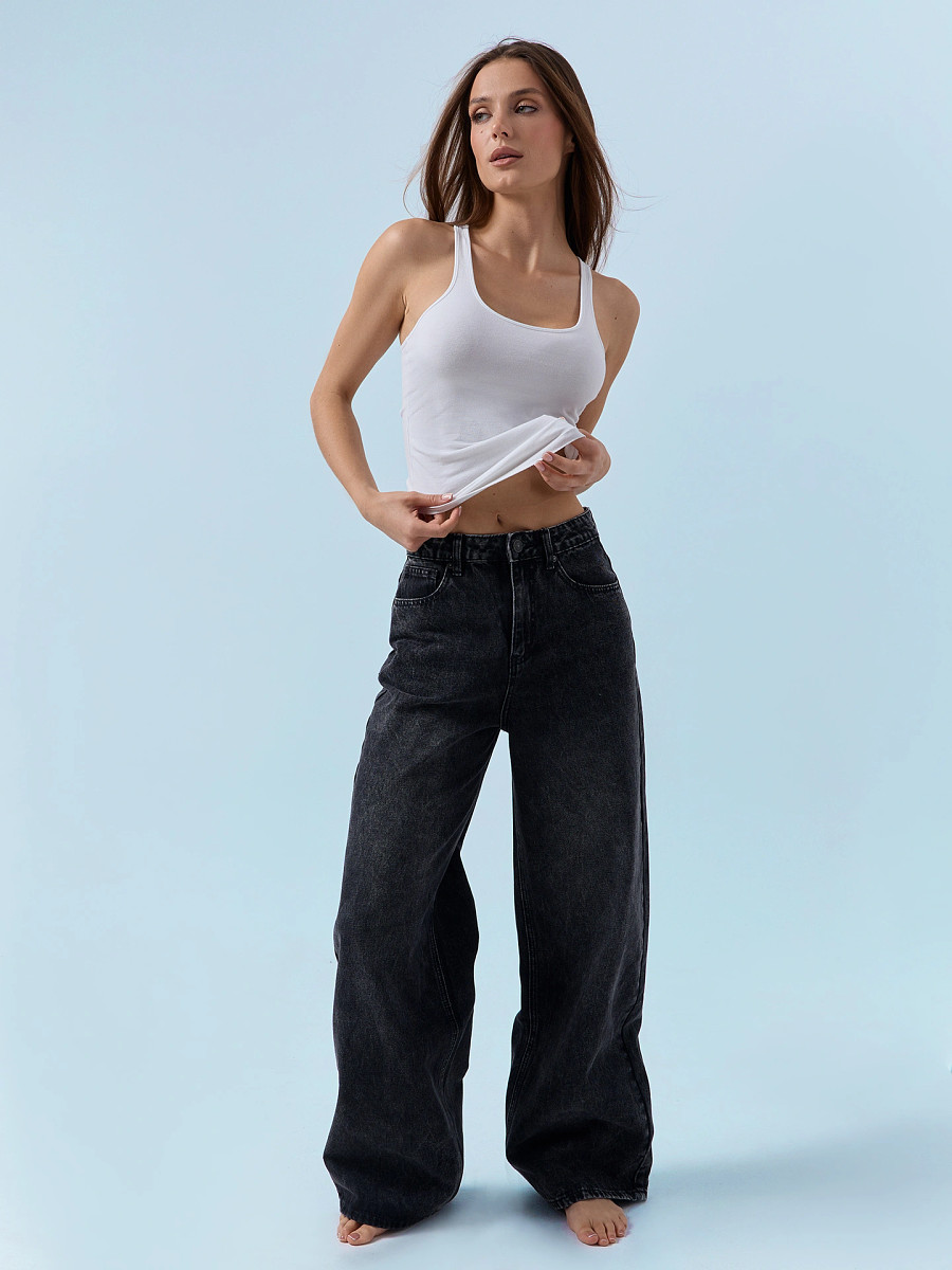 

Джинсы женские wide leg серые, Серый;серый +тинт