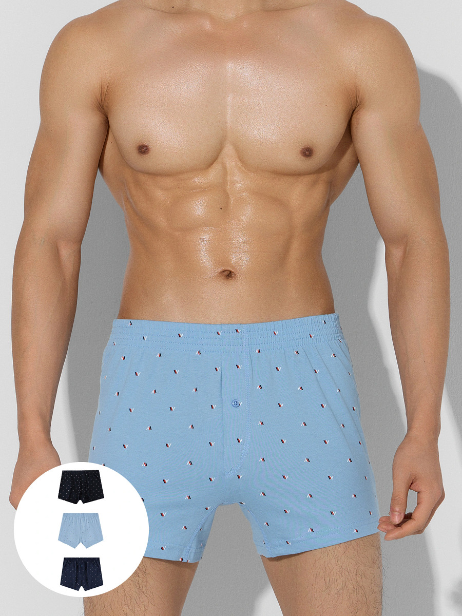 

Трусы мужские (3шт), Голубой;синий;узор на п.голубом + узор на гл.синем +узор на черном