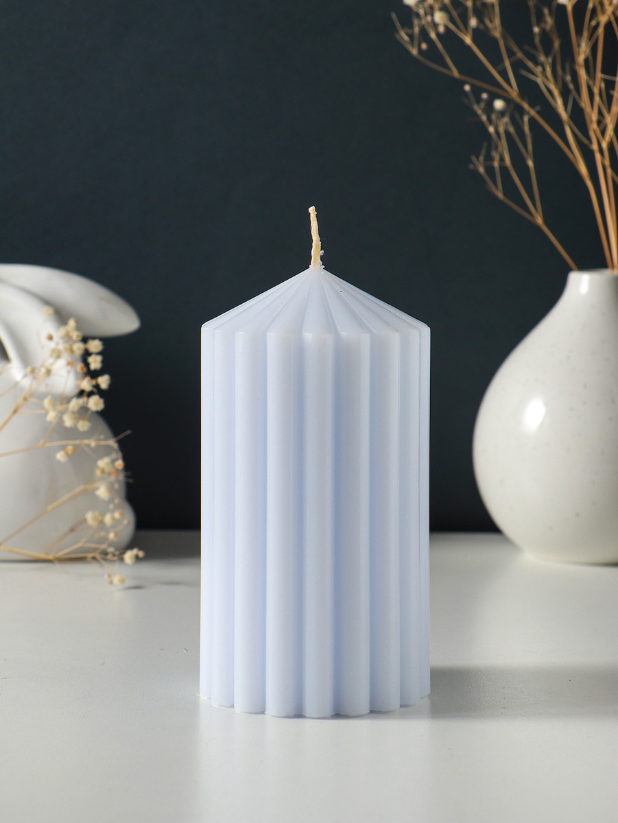 

Свеча-цилиндр 7×14 см, 370 г, рифленая, лаванда, Голубой