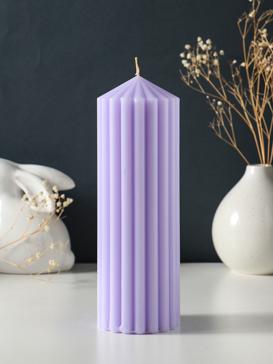 

Свеча-цилиндр 7×20 см, 600 г, с крупными гранями, лаванда, Сиреневый