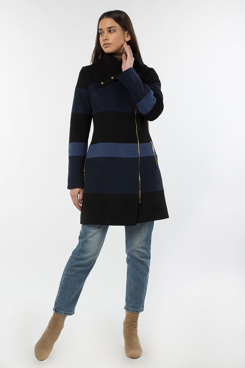 

Пальто, Черный;черно-сине-серый