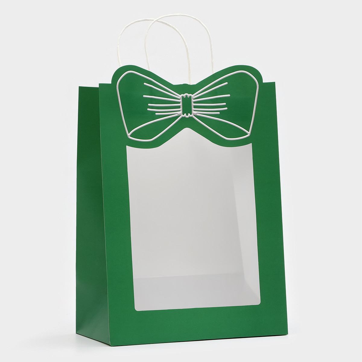 

Пакет подарочный бумажный с окном, Зеленый