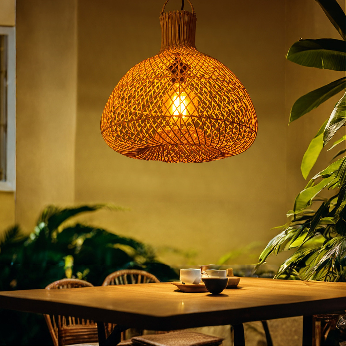 

Светильник потолочный из ротанга