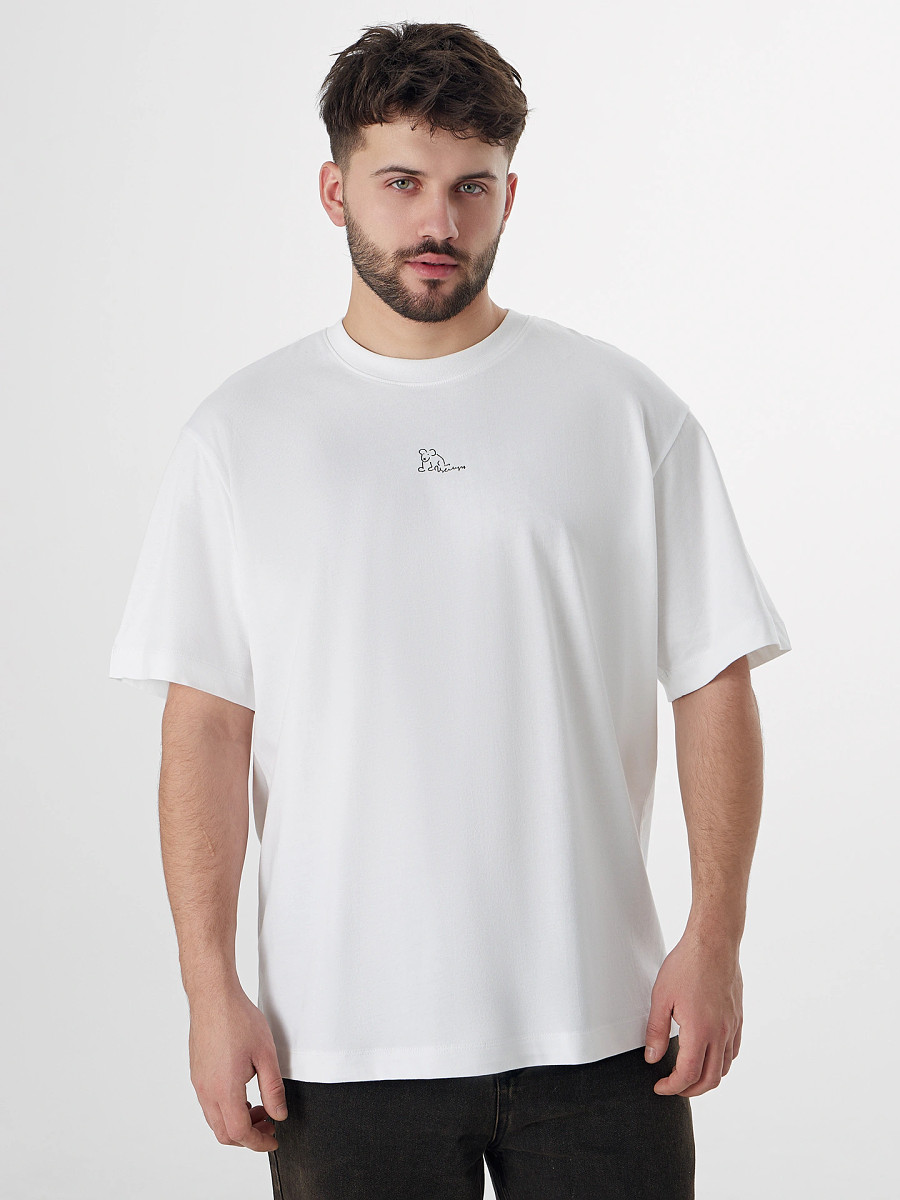 

Футболка мужская белая с надписью, Белый;белый +печать5