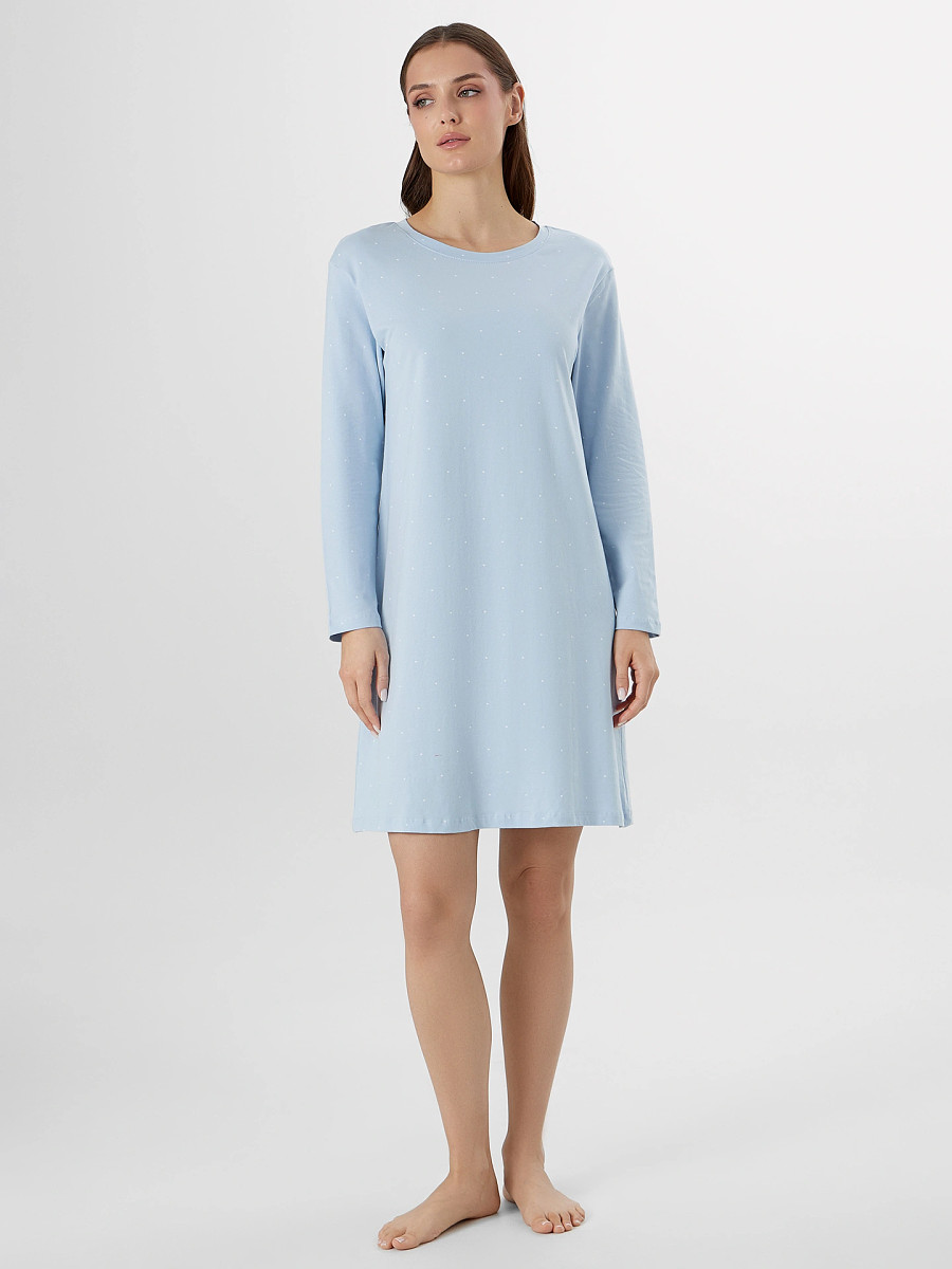 

Платье женское домашнее, Горошек на голубом