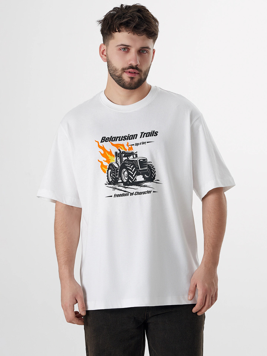 

Футболка мужская белая с принтом, Белый;белый +печать4