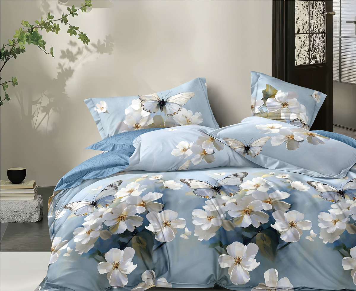 

Постельное белье  с простыней на резинке, Голубой