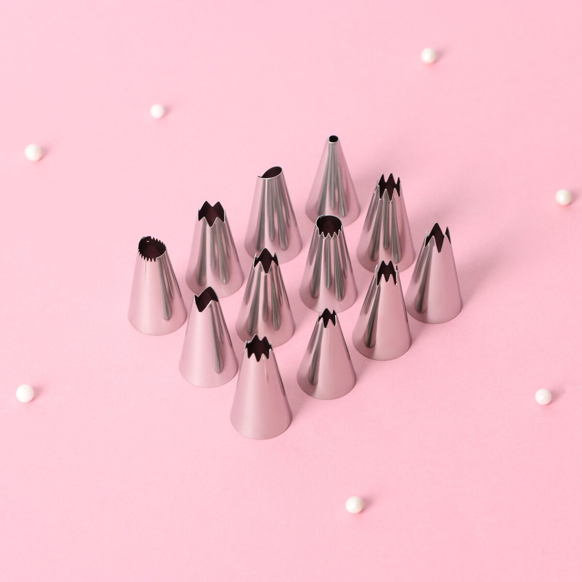 

Набор насадок кондитерских, d=1.8 см, 12 шт., Серебристый